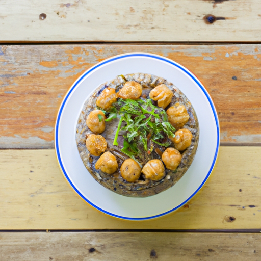 Bolo de Arroz Integral com Frutos do Mar e Ervas Frescas
