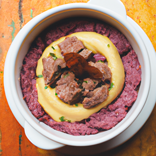 Escondidinho de Carne Seca com Purê de Batata Doce Roxa