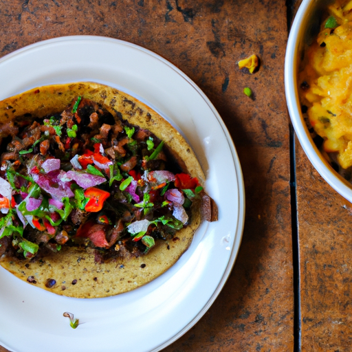 Taco de Feijão Tropeiro com Guacamole de Abacate e Jiló